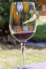 Glass of red wine on the table