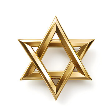 Gold Star Of David isolated on a white background 