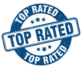 top rated stamp. top rated label. round grunge sign