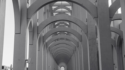 Doha cruise ship port building beautiful arches.