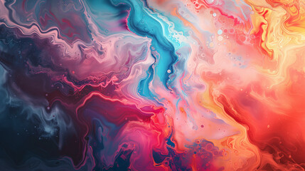 Multicolored Abstract Painting With liquid art