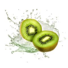 Kiwi with a water splash isolated on a white background 