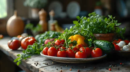 Foto op Canvas fresh vegetables on smartphone online shopping food concept 3d rendering © ghita