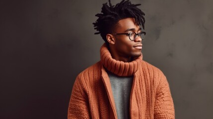 Profile of stylish young african american man in eyeglass - obrazy, fototapety, plakaty