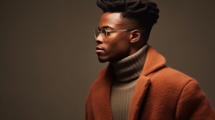 Obraz premium Profile of stylish young african american man in eyeglass