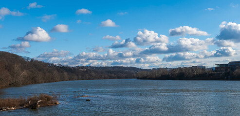 The Monongahela River as seen from Duck Hollow in Pittsburgh, Pennsylvania, USA on a sunny winter day