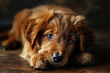 Obraz premium potrait of puppy playfull with blurred background, close up dog 