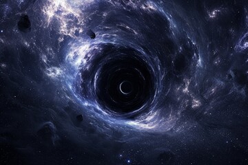 a black hole floating in space swallowing light