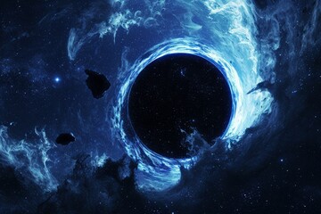 a black hole floating in space swallowing light
