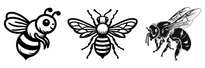 Set of honey bee, best for mascot logo design, label design. package design, vector illustration.