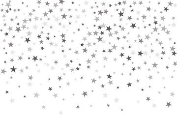 Star confetti. Silver casual confetti background. Bright design pattern.