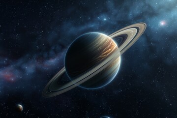 saturn planet with its rings in space - obrazy, fototapety, plakaty