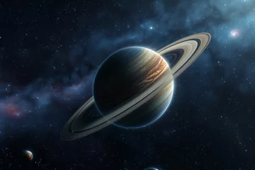 Deurstickers saturn planet with its rings in space © urdialex
