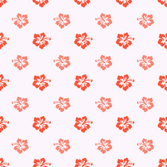 Coral Hawaiian Flowers Aloha Seamless Background Pattern