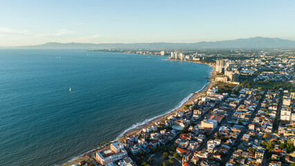 Panoramic view of Puerto Vallarta, Mexico. Banderas Bay