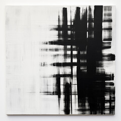 Modern Art Piece With black strokes on white background generative AI 
