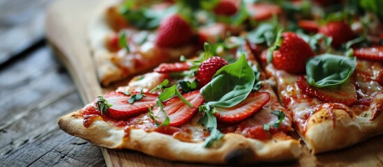 Strawberry-flavored pizza - obrazy, fototapety, plakaty