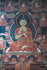 Fototapeta na wymiar Buddha Mural, Thangkas, Buddhist Art, Tibetan Buddhism