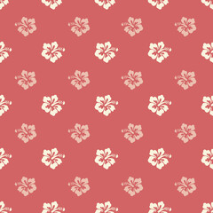 Coral Hawaiian Flowers Aloha Seamless Background Pattern