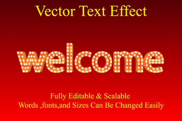 100% Editable Vector 3D Bulb  lights Text Effect.	
