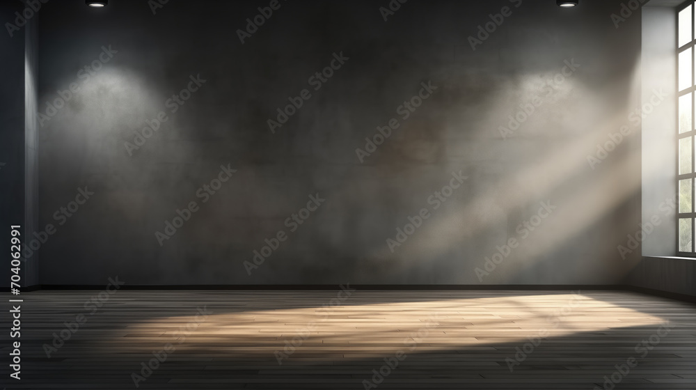 Canvas Prints empty minimal room with shadow on the wall and shadow and light from windows.