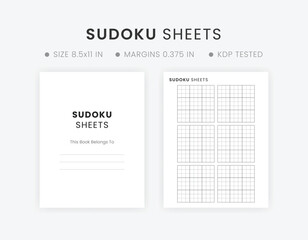 Blank Sudoku Sheets Printable Grid Template, Sudoku Game Sheets, Brain activity game