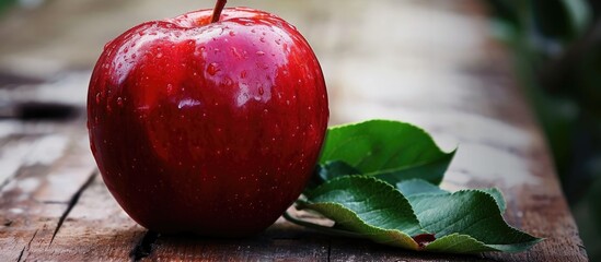 A red apple representing health and fitness. - obrazy, fototapety, plakaty