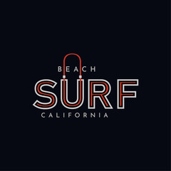 Beach surf typography apparel clothoting athentic print design