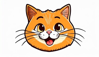 cute red cat shows joyful delighted emotion wow cat character hand drawn style sticker emoji