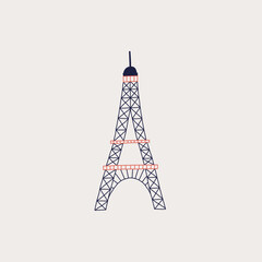 Eiffel Tower landmark in France Paris. Travel tourism Enroute France. Hand Drawn vector illustration