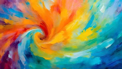 Fototapete Gemixte farben vibrantly painted brushstrokes create a luxury colorful abstract swirl design