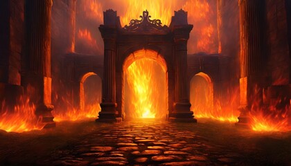 gates of hell blazing flames generative ai