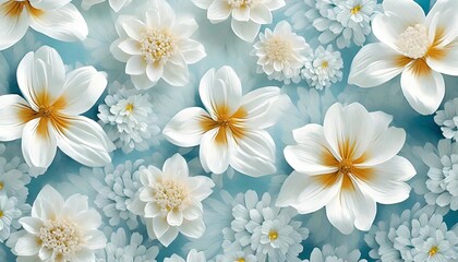 white modern geometric flowers pattern