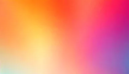 Zelfklevend Fotobehang red coral fire orange yellow gold white pink lilac purple violet blue abstract background color gradient ombre blur rough grain noise rainbow fun light hot bright neon electric glitter foil design © RichieS