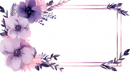 Floral frame with watercolor flowers, decorative flower background pattern, watercolor floral border background