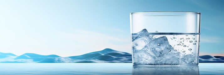 Splash of water wave, blue. Abstract banner background water waves. Abstract nature concept banner for beauty spa, drinking water advertising. Use for abstract, wallpaper, poster. Copy Space.