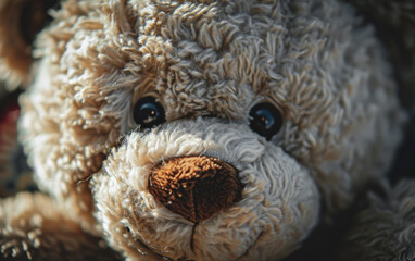Teddy bear close-up, soft focus