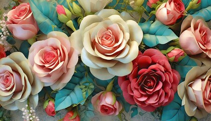 beautiful artificial rose flowers background vintage style