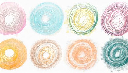 Fototapeta na wymiar hand drawn scrawl sketch circle line hatching design elements pen pencil pastel art grunge texture stain on white background