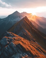 The sun is rising over a mountain range © BrandwayArt