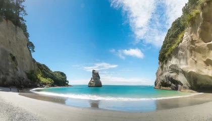  cathedral cove beautiful beach with rocks in new zealand © RichieS