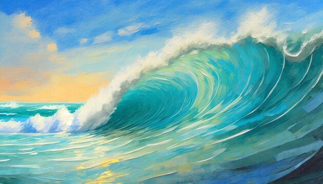 a drawing of an ocean wave fantasy concept illustration painting