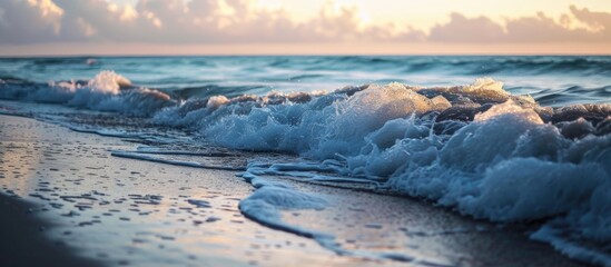 Obraz premium Soothing waves hitting the beach.