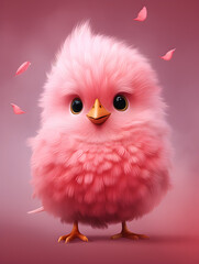 Illustration of a pink cute little bird