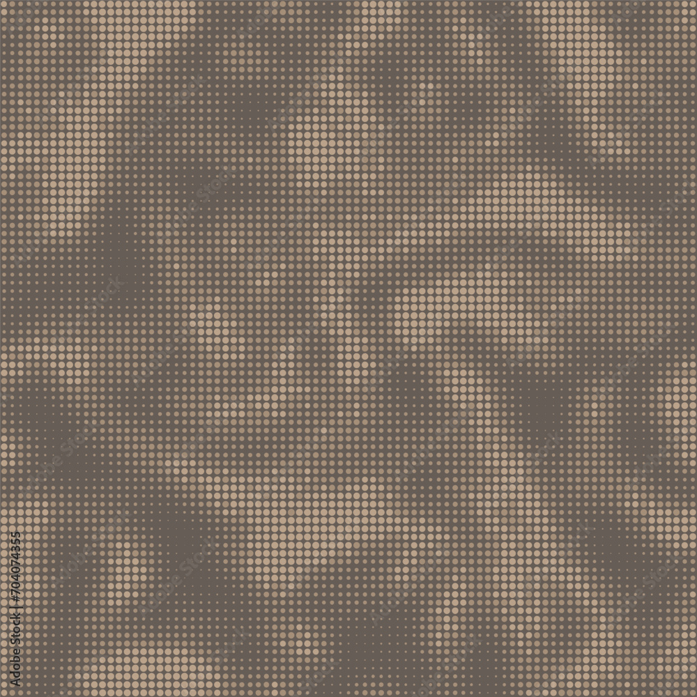 Wall mural Digital military camouflage. Seamless camo pattern. Halftone dots background. Skin of a chameleon or snake. Dark brown color. Abstract texture for print on fabric, textile or paper. Vector