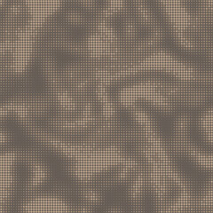 Digital military camouflage. Seamless camo pattern. Halftone dots background. Skin of a chameleon or snake. Dark brown color. Abstract texture for print on fabric, textile or paper. Vector - 704074355