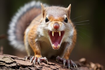 Squirrel baring its teeth