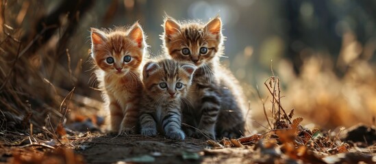 Young ones of feline species, tiny and cuddly.