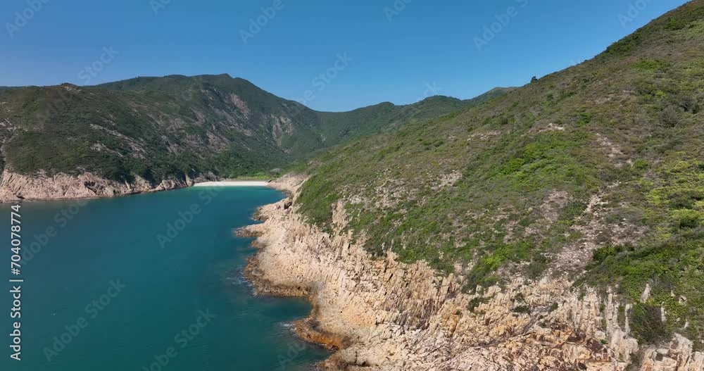 Sticker top view of the sai kung landscape