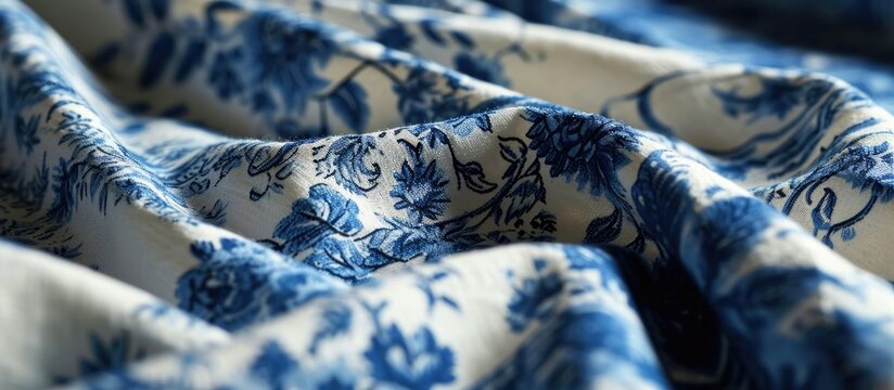 Georgian crafts produce blue and white printed tablecloths.